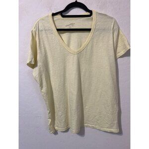 Universal Thread Light Yellow V Neck Short Sleeve Shirt Sz XXL